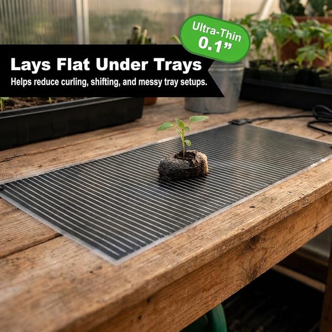 Seedling Heat Mat - Precision Fit for 1020 Trays, Water-Resistant Plant Heating Pad for Germination, Propagation, Hydroponics and Indoor Gardening, Made in USA (11" x 22")