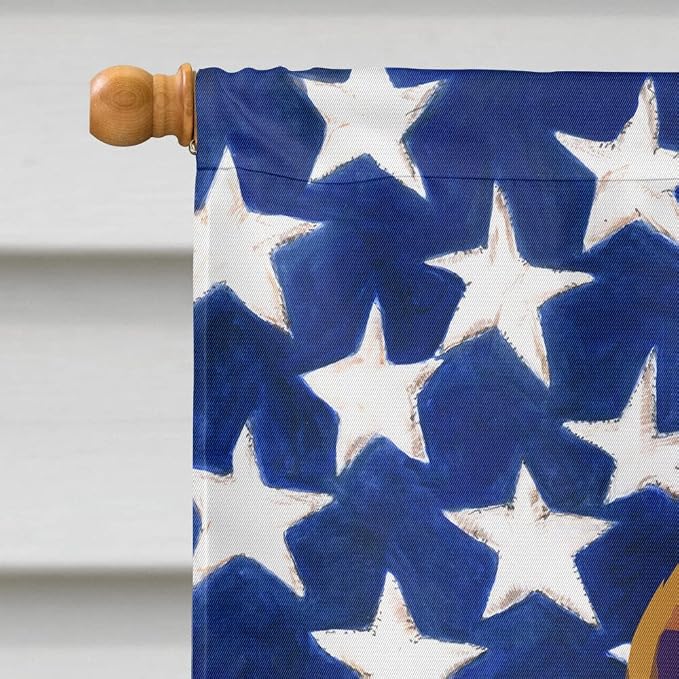 Caroline's Treasures CK6662CHF Posavac Hound Dog American Flag House Flag Large Porch Sleeve Pole Decorative Outside Yard Banner Artwork Wall Hanging, Polyester, House Size, Multicolor