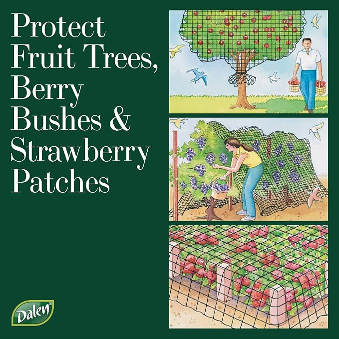 Dalen Bird-X Protective Mesh Netting for Fruit Trees, Berries, Vegetables - 28 ft x 28 ft, Black Garden Netting, 5/8-inch Mesh - Helps Deter Birds & Garden Pests, Made of Weather-Resistant Plastic