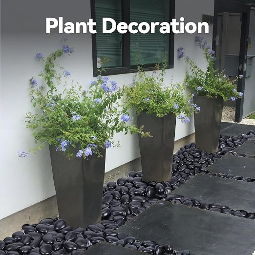 Pulovin 40 lbs Black Stones for Plants Indoor, 2-3 Inch Decorative River Rocks for Plants, Flower Pots, Vase, Polished Garden Stones for Outdoor Landscaping, Walkways, Yard