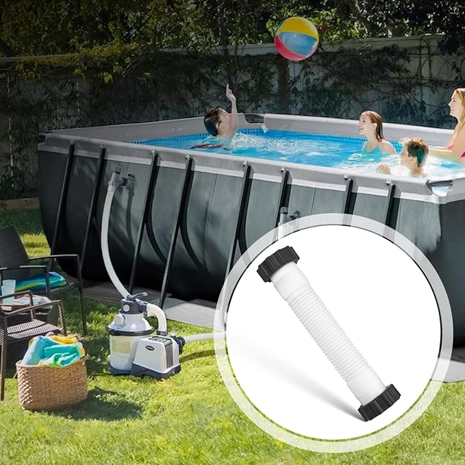 Alocs 11763 Pool Sand Filter Pump Hose Replacement for Intex Sand Filter Pumps & Saltwater Systems, 10 Inch Sand Filter Interconnecting Hose, White (Pack of 2)