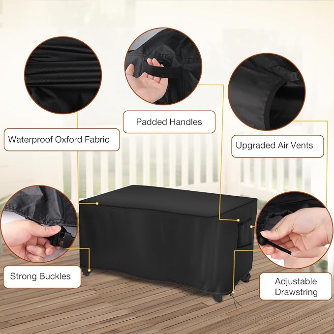 Saking Rectangular Fire Pit Cover, Waterproof Windproof Anti-UV Heavy Duty Cover for Gas Fire Table Furniture - 42 x 24 x 24 inch