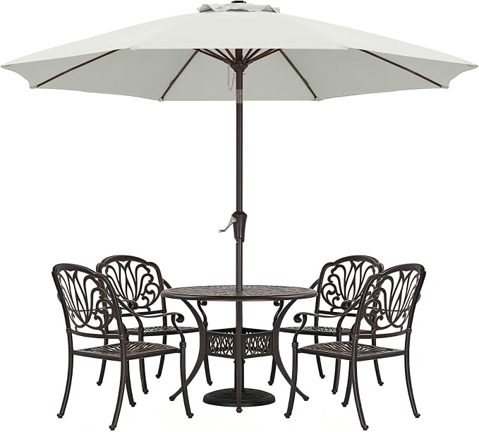 ABCCANOPY 10FT Patio Umbrella, Outdoor Waterproof Table Umbrella with Push Button Tilt and Crank, 8 Ribs UV Protection Pool Umbrella for Garden, Lawn, Deck & Backyard (Light Beige)