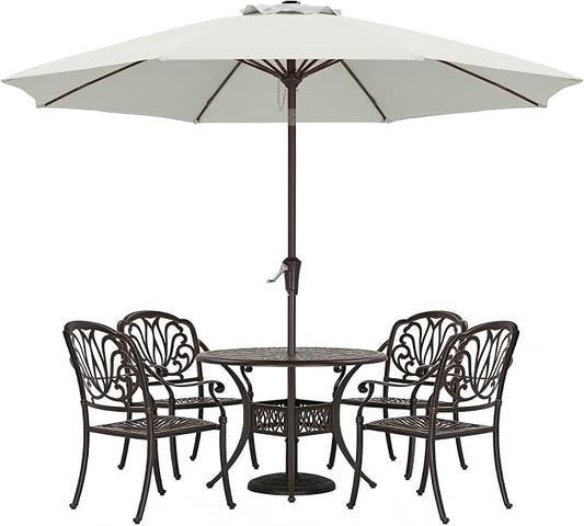 ABCCANOPY 10FT Patio Umbrella, Outdoor Waterproof Table Umbrella with Push Button Tilt and Crank, 8 Ribs UV Protection Pool Umbrella for Garden, Lawn, Deck & Backyard (Light Beige)