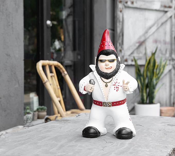Large Singer Gnome Garden Statue Outdoor Resin Dwarf Figurine Decor Home Decoration Funny Sculpture for Patio Poch Yard Backyard Ornament Housewaiming Unique Gift