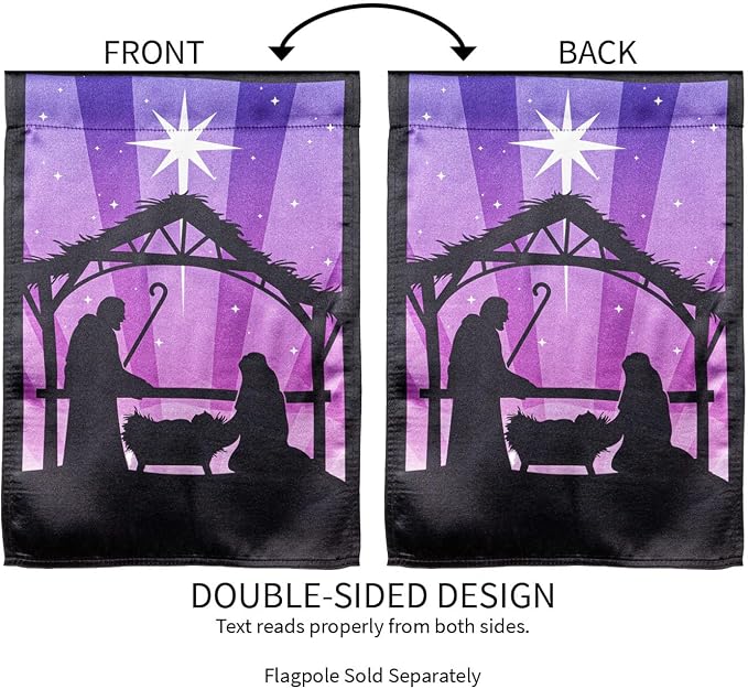 Evergreen Flag Nativity Lustre Reversible Garden Flag 12x18 Inches Double Sided | Christmas Garden Flag for Outside| Weather and Fade Resistant | Outdoor Flag For Yards and Gardens