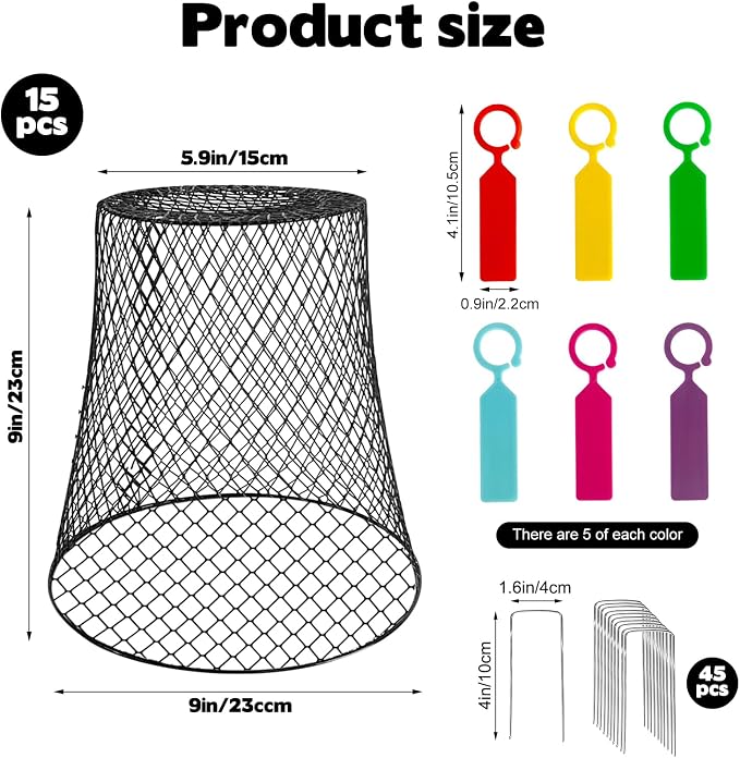 15 Sets of Chicken Wire Cloche Plant Covers Garden Netting, Heavy Duty Chicken Wire Plant Covers Protectors from Animals for Keeping Bunnies Chicken Squirrels Birds Other Out 9.13×9.13 in