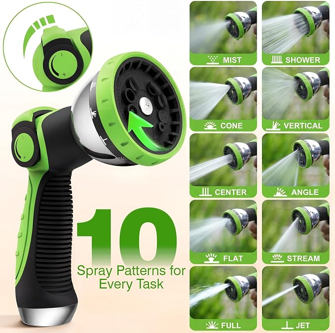 Retractable Garden Hose Reel 66FT x 1/2 in, Wall Mount Water Hose Reel for Outside with Auto Rewind, Tangle-Free Guide, 180° Swivel Bracket, Lock at Any Length, High-Pressure Flow, 10-Pattern Nozzle