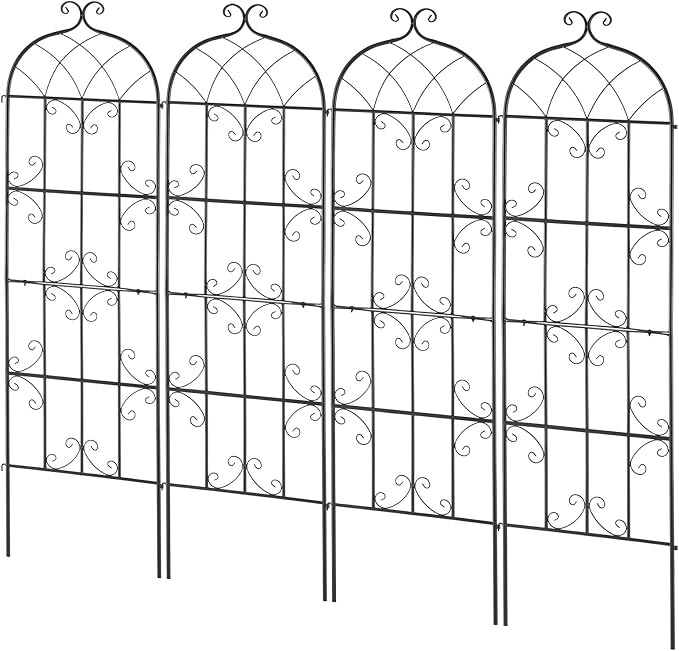 VEVOR 71 x 20 in, 4 Packs Rustproof Metal Garden Flower Trellis, Outdoor Climbing Rose & Cucumber Support, Decorative Clematis Trellis for Courtyards & Lawns