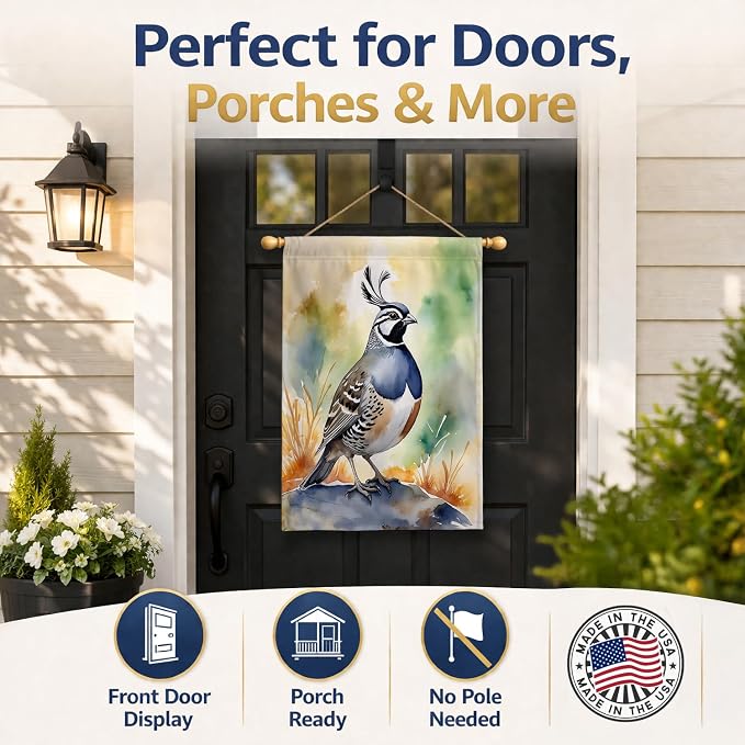 Caroline's Treasures California Quail House Flag Large Porch Sleeve Pole Decorative Outside Yard Banner Artwork Wall Hanging, Polyester, House Size, Multicolor