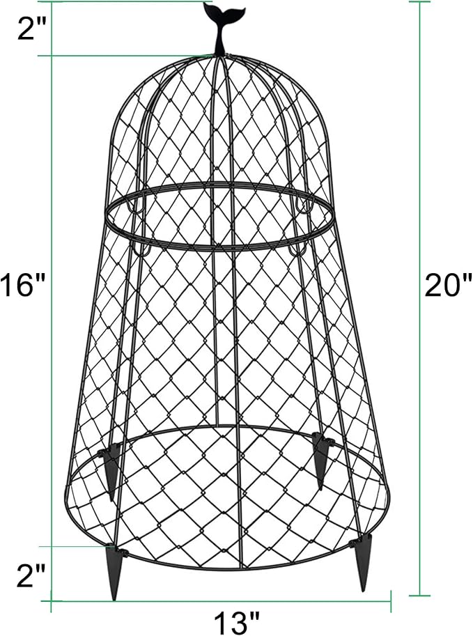6 Packs Garden Cloches for Plants, Plant Protectors from Animals, Chicken Wire Cloche, Plant Cloche and Cage, Protection for Your Plants and Seedlings, 13" D x 20" H - Black