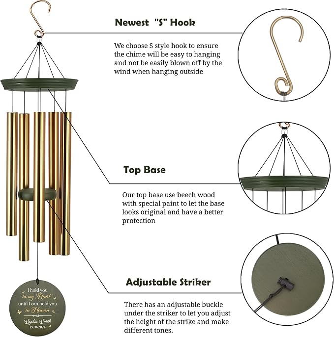 ASTARIN Memorial Butterfly 36" Wind Chimes, Personalized Name Sympathy Wind Chime, in Memory of Loss Mom Loved One, Large Deep Tone Bereavement Windchimes for Outdoors Clearance(Produced in Texas)