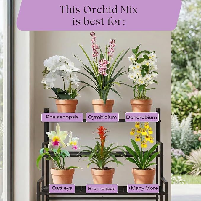 Rosy Soil Orchid Potting Mix, 4 Quarts | Peat-Free Orchid Soil for Repotting, Phalaenopsis, Cattleya, Dendrobium, Biochar & Mycorrhizae Blend for Indoor Gardening