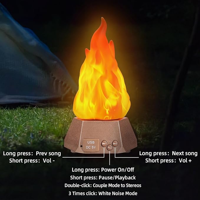 Toodour Outdoor Flame Lights with Bluetooth Speaker, 2 Pack Flickering Flame Decorative Lights with Speaker, Waterproof LED Flame Torche for Camping Garden Deck Patio Path Yard Party Bar Outdoor Decor