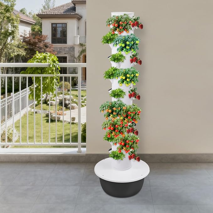 Hydroponics Growing System, 36 Pods Large Vertical Hydroponic Growing Tower with Water Pump & Loop Timer, 9-Tier Indoor Gardening System for Herb Vegetable Fruit (Black)