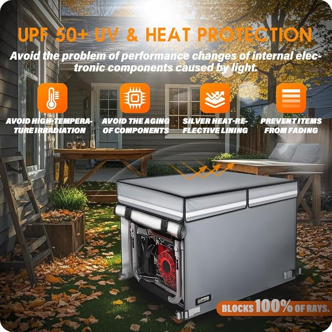 2026 Upgrade 900D+210D Heavy Duty Thicken Fabric. GUYISS Generator Covers While Running. 360° All-round Double-layer Protection. 30’’L×30’’W×27’’H. The Top can be Opened for Adding fuel. Gray.