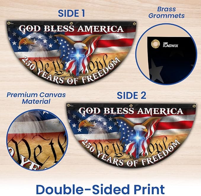 FLAGWIX American Patriotic 1776 2026 Freedom Fan Flag - Polyester Double-sided Yard Flags For Outside 3x6 ft - 4th of July Decorations for Home Yard Garden Decor Banner, Gifts For Men Women