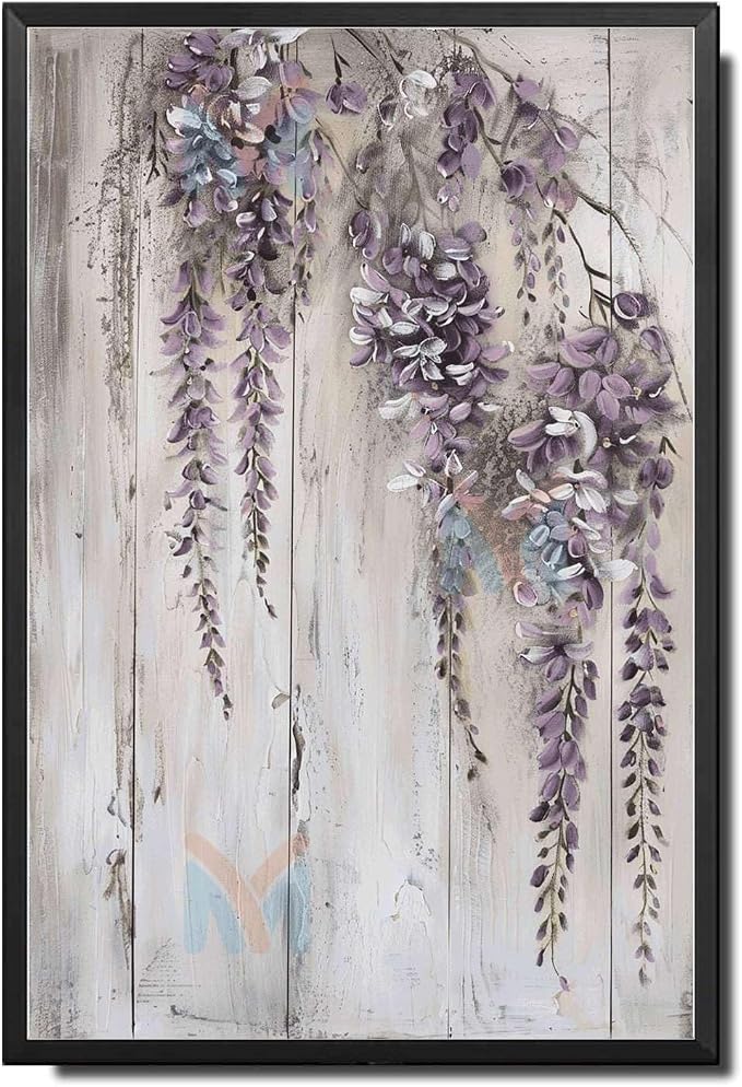 Metal Sign Tin Sign Vintage Vintage Wisteria Tin Sign for Cascading Blooms Display Shabby Chic Style and Corrosion Resistant Bar Signs for Home Bar for Club 8×12 Inches with Metal Frame