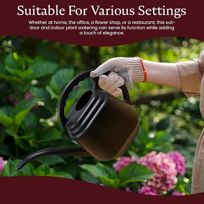 KP KOOL PRODUCTS One Gallon Black Watering Can – Durable Plastic Indoor & Outdoor Plant Waterer – Lightweight Garden Tool with Easy Pour Spout – Perfect for Flowers, Herbs, and Houseplants – 1 Pack