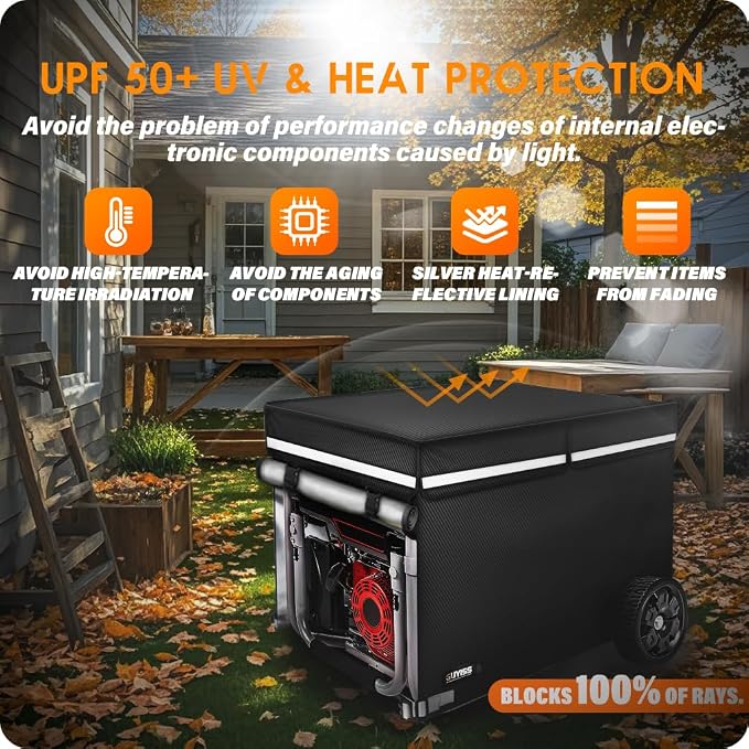 Generator Cover. 32x24x24 Inch Generator Covers While Running, Top Can Be Opened for Refueling. All-weather Generator Protective Cover.Black