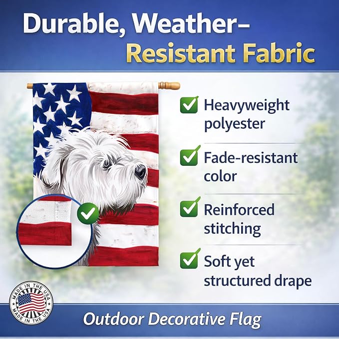 Caroline's Treasures CK6541CHF Glen of Imaal Terrier American Flag House Flag Large Porch Sleeve Pole Decorative Outside Yard Banner Artwork Wall Hanging, Polyester, House Size, Multicolor