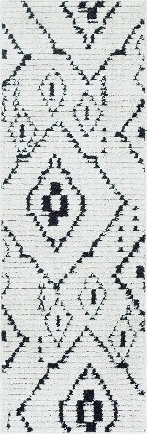Unique Loom Morocco Collection Tribal, Southwestern, Bohemian Area Rug (2' 2 x 6' 0 Runner, Ivory/Black)