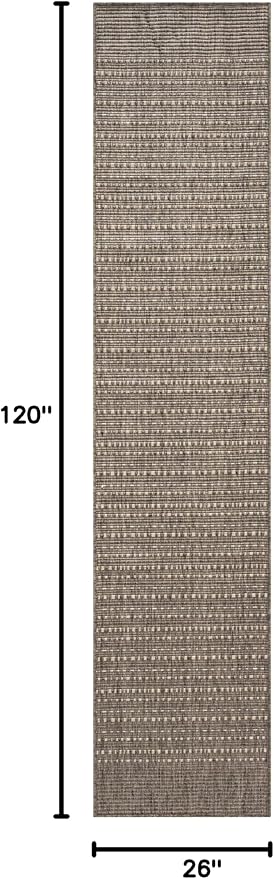 Nourison Home Tulum Brown 2'2" x 10' Area Rug - Easy Clean, Non Shedding, Bed Room, Living Room, Dining Room, Kitchen (10' Runner)