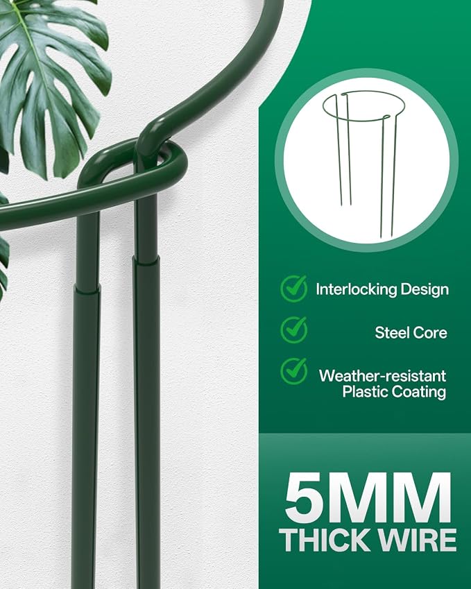 Breeze Touch 16 Pack Plant Support Stakes, 24 Inch Plant Stakes for Outdoor Plants, Peony Cage with 15 Pcs Green Lables, Peony Cages and Supports, Peonies Support Cages Flower Stakes for Plants