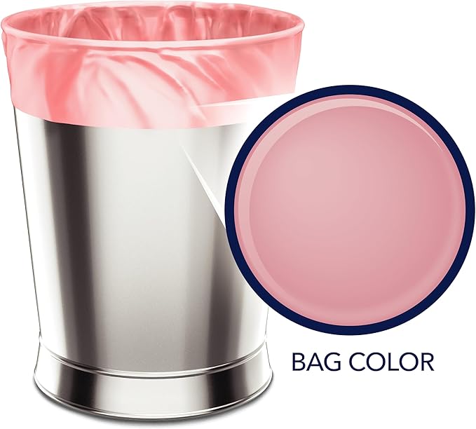 Color Scents Small Trash Bags - 4 Gallon, 60 Bags (2 Pack of 60 Count), Twist Tie - Pink Bag in Teakwood + Rose Scent with Microban