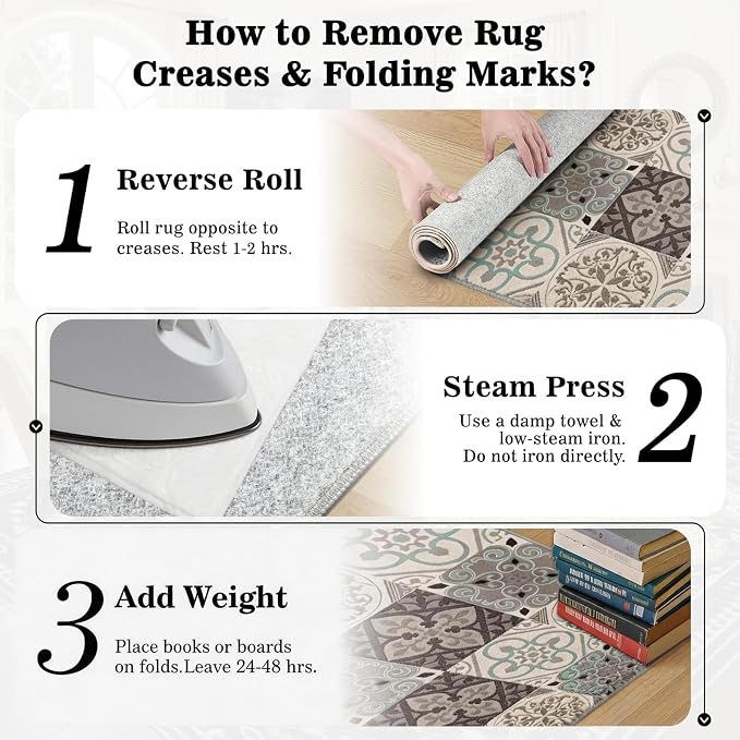 Washable Geometric Moroccan Area Rug 8x10, Non-Slip Low-Pile Stain Resistant Modern Indoor Carpet for Living Room Dining Room Bedroom Office, Grey Brown