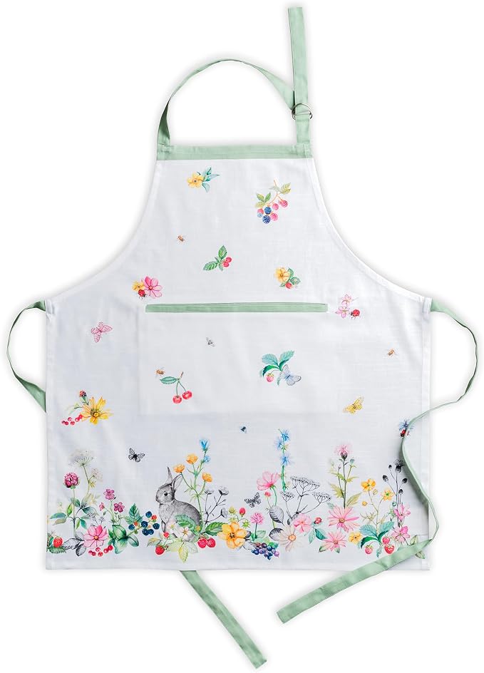 Maison d' Hermine Aprons for women with Pocket 100% Cotton (27.50"x31.50") | Adjustable Neck Strap & long ties Apron Men Chef Wedding Cooking Gardening Server Maid