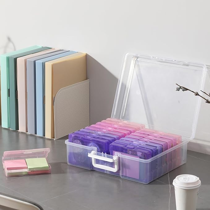 novelinks Photo Storage Boxes with Handle, Photo Organizers and Storage | 1Pack Color, Photo Albums 4x6 Pictures, Photo Cases, Classroom Organization, Index Card Box, Photo Card Holder, Seed Storage