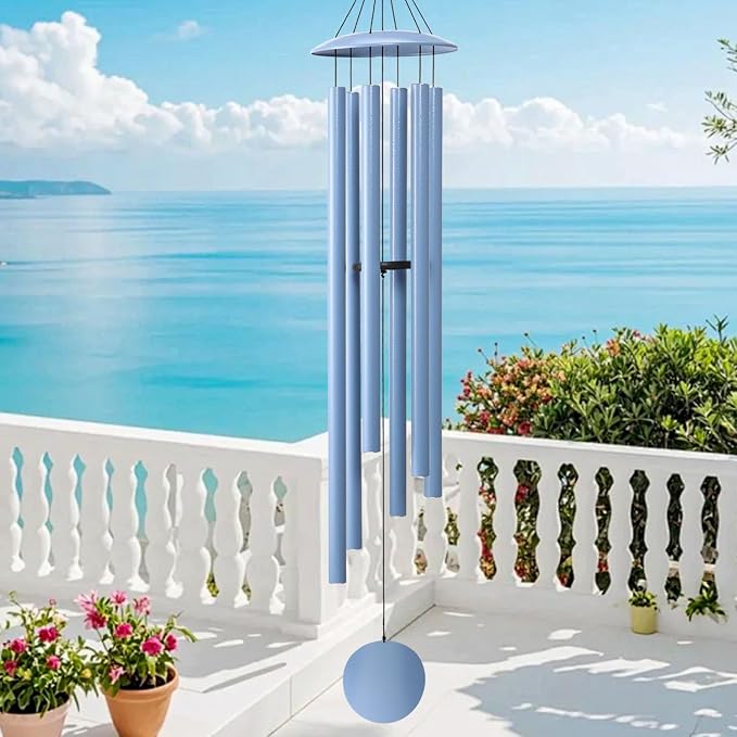 66" Wind Chimes for Outside Deep Tone - 6 Thicken Tubes Large Wind Chimes for Outdoor, Gifts for Women, Mom, Grandma, Sympathy, Big Windchimes for Garden and Patio (Glacier Blue)