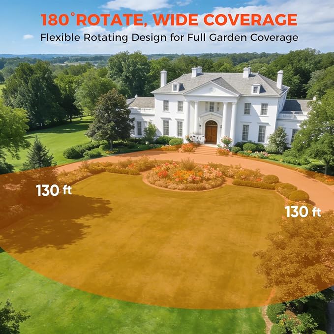 Upgraded Retractable Garden Hose Reel 1/2 inch x 130 ft Wall-Mounted 9 Pattern Nozzle Any Length Lock Automatic Slow Return 180° Swivel UV Resistant Heavy Duty Hose Reels for Outside