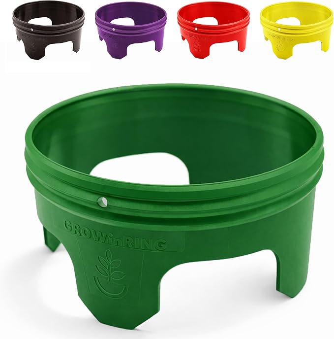 7 inch Solid Planting Grow Rings | 6 Pack Green | One-Piece Design for Deep Root Watering Veggies, Herbs & Flowers | Mulch & Soil Barrier | Deter Slugs and Cutworms | Heavy Duty | Made in USA