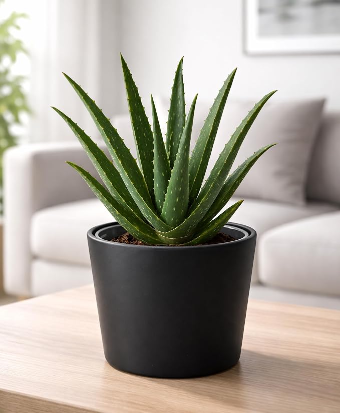 Phoenix Vine 6.6 Inch Black Plastic Cachepot with Clear Nursery Pot, Decorative Lightweight Planter Cover with Transparent Inner Pot for Indoor Houseplants, Pack of 4, 24-C-E-4