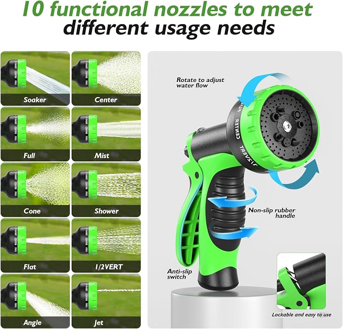 GARDENWORK Garden Hose,75ft Stainless Steel Garden Hose,Metal Hose with 10 Function Sprayer Nozzle,Flexible,Never Kink & Tangle for Outdoor,Yard,Lawn,Patio,Car