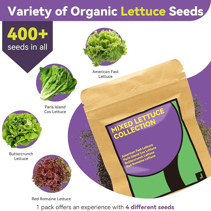 Lettuce Seed Pods for AeroGarden, Ahopegarden, iDOO, MUFGA - Compatible with All Hydroponic Indoor Garden Growing System Refill, 400+ Seeds, 7 pods