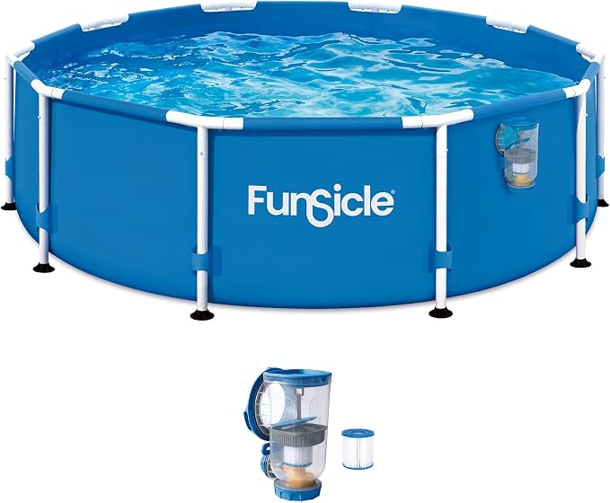 Funsicle Activity 10' x 30" Round Above Ground Swimming Pool, Includes FiltraBoost 400 GPH Filter Pump with AutoSkimmer, Type I Filter Cartridge & Repair Patch | Round Swimming Pool Includes FiltraBoost 400 GPH Filter Pump With AutoSkimmer, Type I Filt...