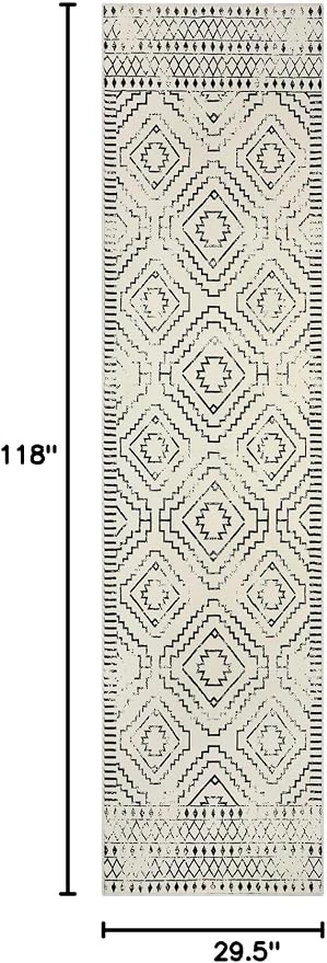 Wonnitar Moroccan Runner Rugs for Hallway 2'6"x10', Washable Non-Slip Extra Long Rug Runner Carpet for Kitchen, Boho Low Pile Throw Mat for Laundry Room Bedroom Bathroom (Beige,2'6"x10')