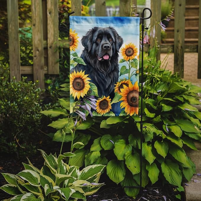 Caroline's Treasures DAC6123GF Newfoundland in Sunflowers Garden Flag Mailbox Flag Decorative Yard Flag Banner Outside Patio Artwork Yard Flower Beds, Garden Size, Multicolor