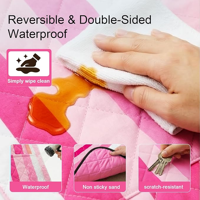 2 in 1 Tote Picnic Blanket Waterproof Outdoor Camping Mat,Large Capacity Beach Blanket 80''x80'' 7 Layers Easy to Foldable and Carry.