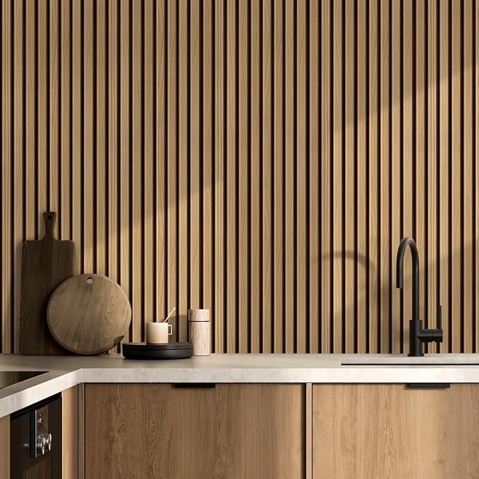 COMSTICKC 3D Faux Wood Wall Sticker, Peel and Stick Wall Covering,12 pcs of 22.8" x 11.8", DIY Lightweight PVC Wood Self Adhesive Decorative Tiles Wallpaper,Paintable,Covers 22.48 sq.ft