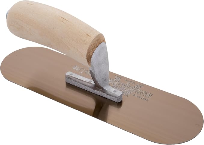 MARSHALLTOWN The Premier Line SP10GS 10-Inch by 3-Inch Golden Stainless Steel Pool Trowel with Curved Wood Handle