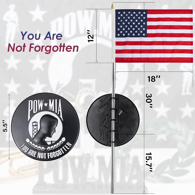 Homissor Pow Mia Grave Marker with 12x18 Inch American Flag You are Not Forgotten Stake Graves Cemetery Decorations Memorial Veterans Plaque