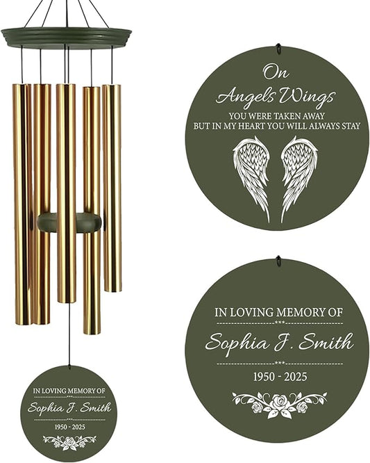 ASTARIN Custom Wind Chimes Memorial, Condolences Gift for Loss Husband Wife Son, Care Package for Grieving Friend, Garden Deep Tone Sympathy Wind Chimes(Produced in Texas)