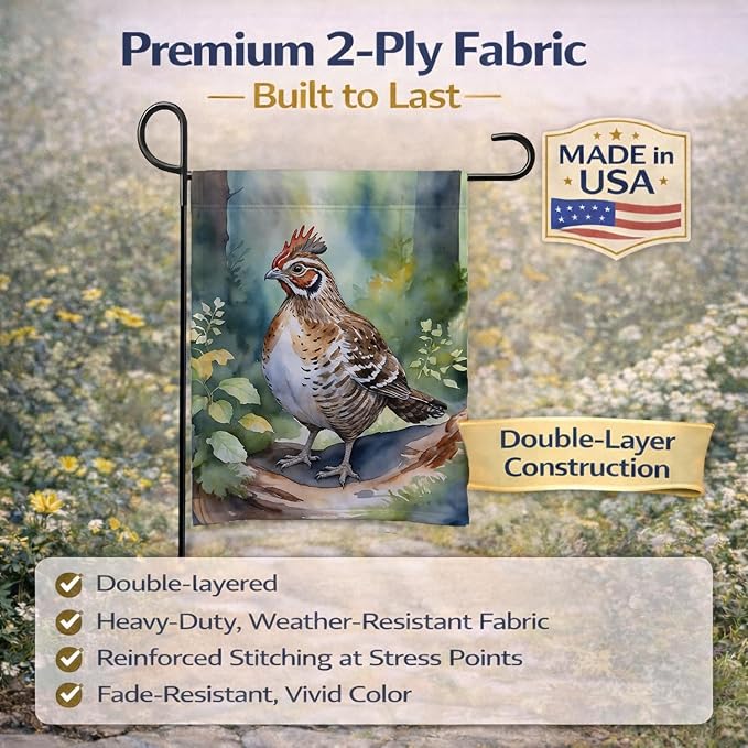 Caroline's Treasures Pennsylvania Ruffed Grouse Garden Flag Mailbox Flag Decorative Yard Flag Banner Outside Patio Artwork Yard Flower Beds, Garden Size, Multicolor