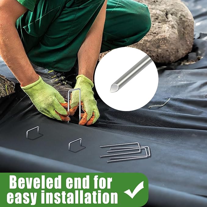 500 PCS Landscape Staples 6 Inch Galvanized Garden Stakes Garden Staples Pins Anti-Rust Ground Stakes for Weed Barrier, Irrigation Hose, Yard Lawn SOD, Landscape Fabric, Decor 6"L x1.2"W 500pcs
