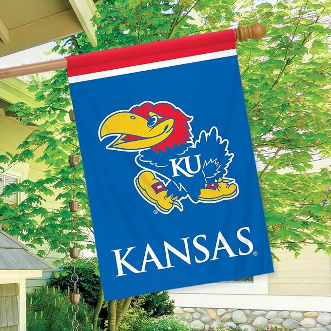 Briarwood Lane House Flag 40x28 For Outdoor Kansas Jayhawks NCAA Licensed House Flag