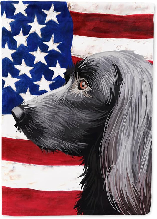 Caroline's Treasures CK6623CHF Large Munsterlander Dog American Flag House Flag Large Porch Sleeve Pole Decorative Outside Yard Banner Artwork Wall Hanging, Polyester, House Size, Multicolor